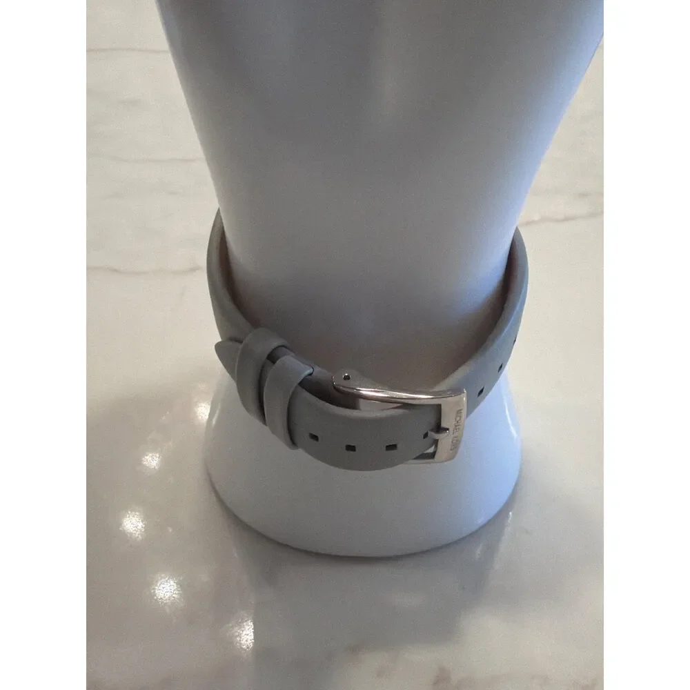 Michael Kors Pyper Watch Gray Leather Strap Rose Gold Accents